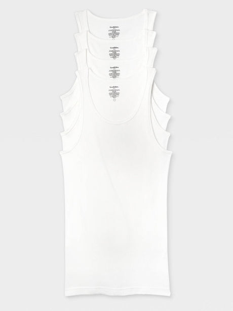 Image for Men's 4 Pcs Ribbed Tank Top Set,White