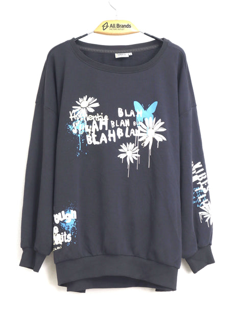 Image for Women's Floral Graphic Printed Sweatshirt,Dark Grey