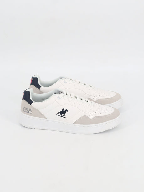 Image for Men's Brand Logo Embroidered Sneakers,White