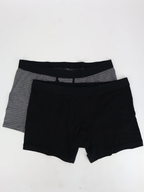 Image for Men's 2 Pcs Striped Boxers Set,Black/Grey