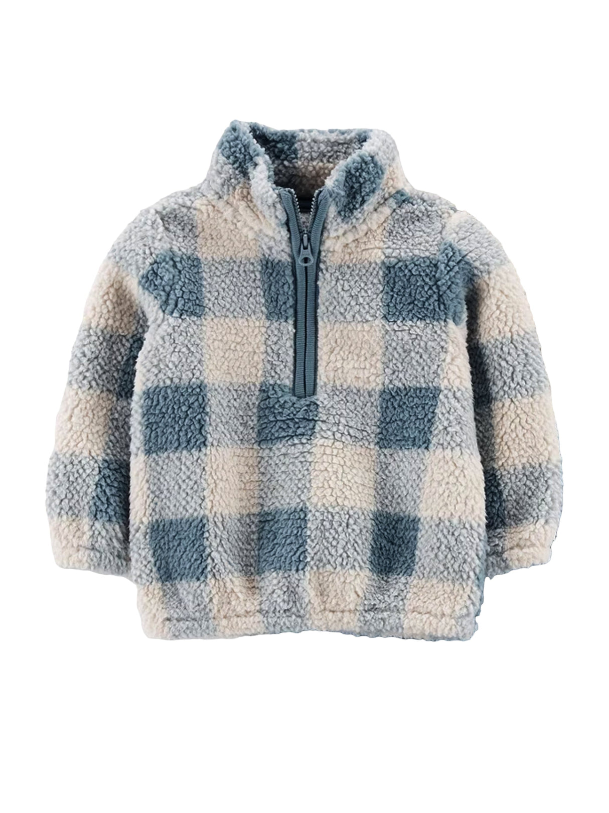 Image for Kids Boy's Plaid Sherpa Sweatshirt,Blue/White