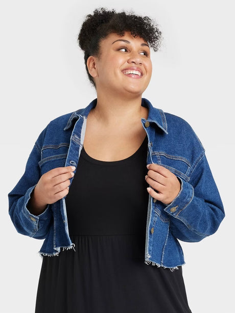 Image for Women's Cropped Denim Jacket,Blue