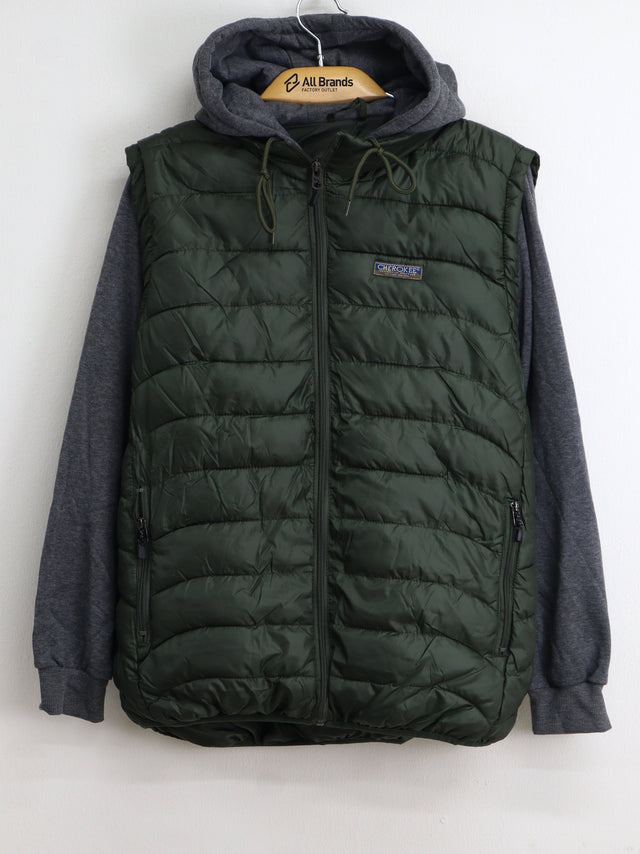 Image for Men's Brand Logo Patched Quilted Jacket,Olive/Grey