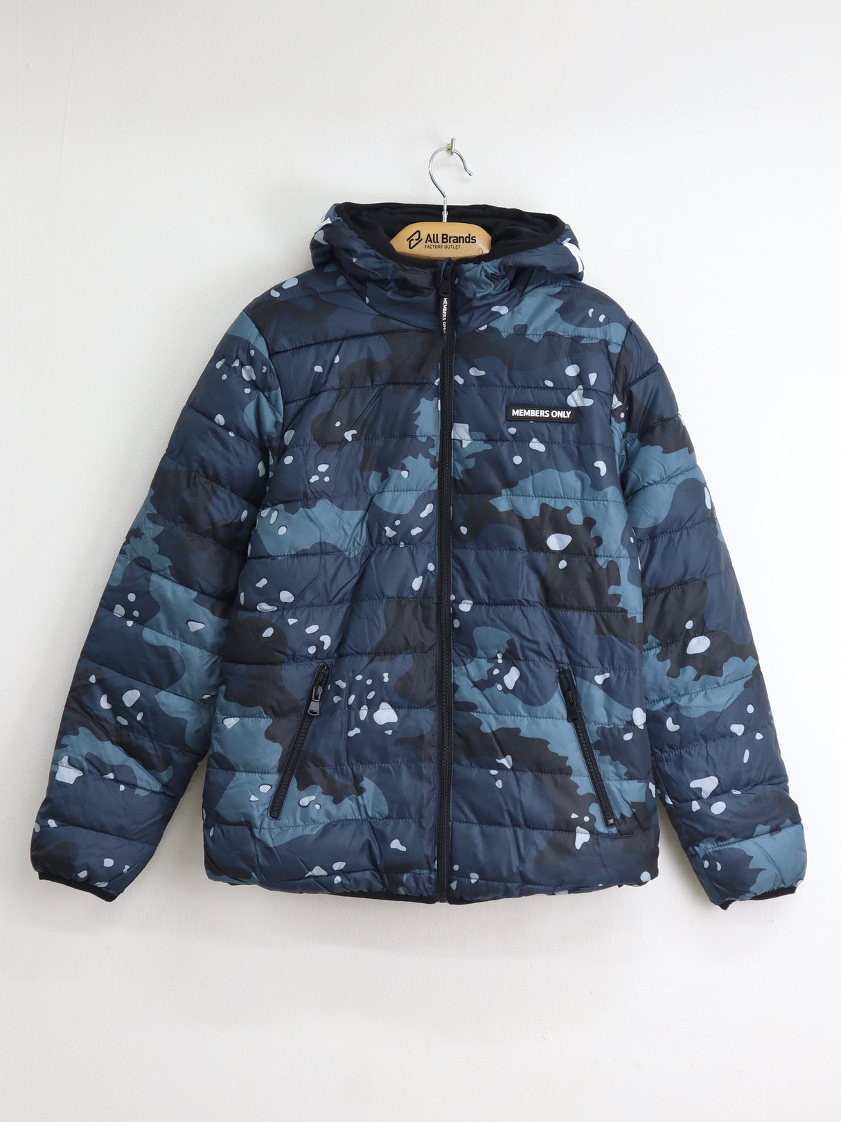 Image for Men's Printed Puffer Jacket,Dark Blue