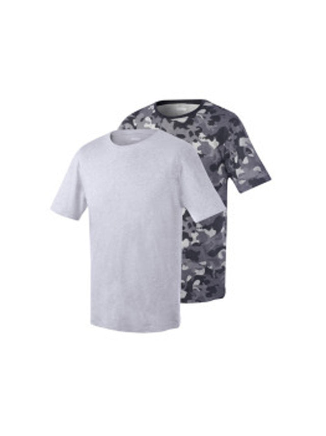 Image for Men's 2 Pcs Camo Printed & Plain T-Shirt Set,Grey/Dark Grey