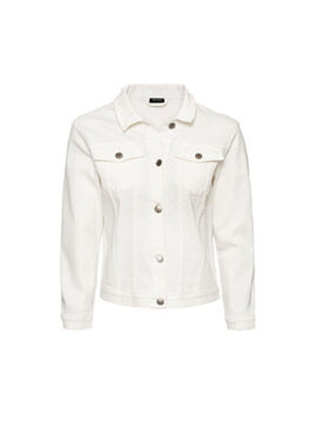 Image for Women's Plain Solid Denim Jacket,White