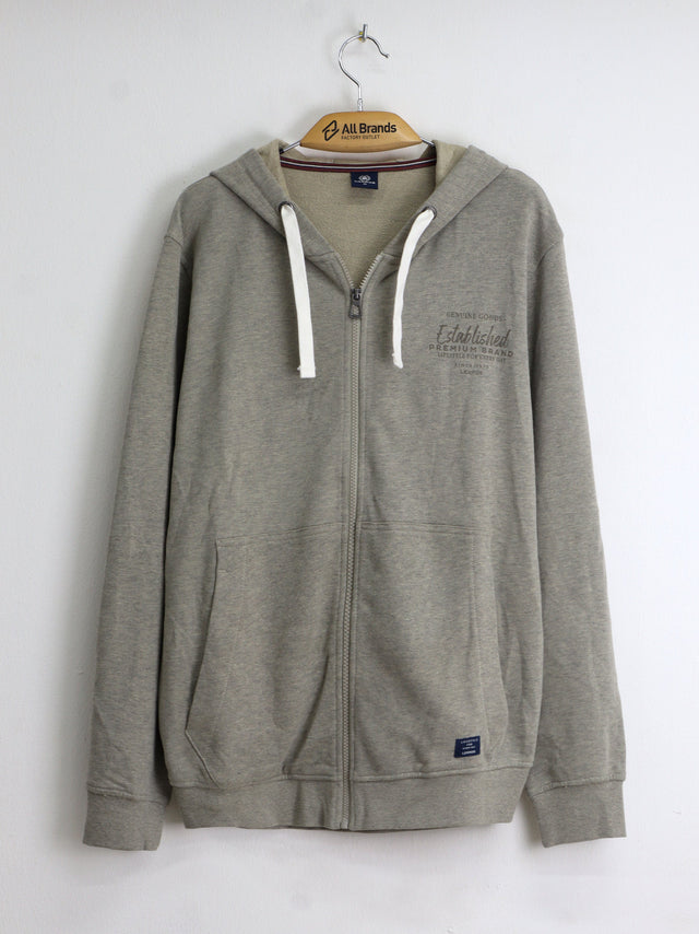 Image for Men's Printed Zipped Up Hoodie,Light Beige