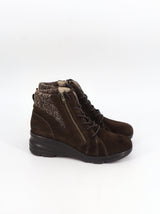 Image for Women's Textured Ankle Boots,Dark Brown