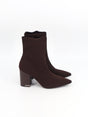 Image for Women's Ribbed High Heels Ankle Boots,Dark Brown