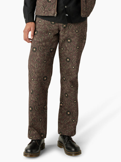 Image for Men's Floral Printed Jeans,Brown