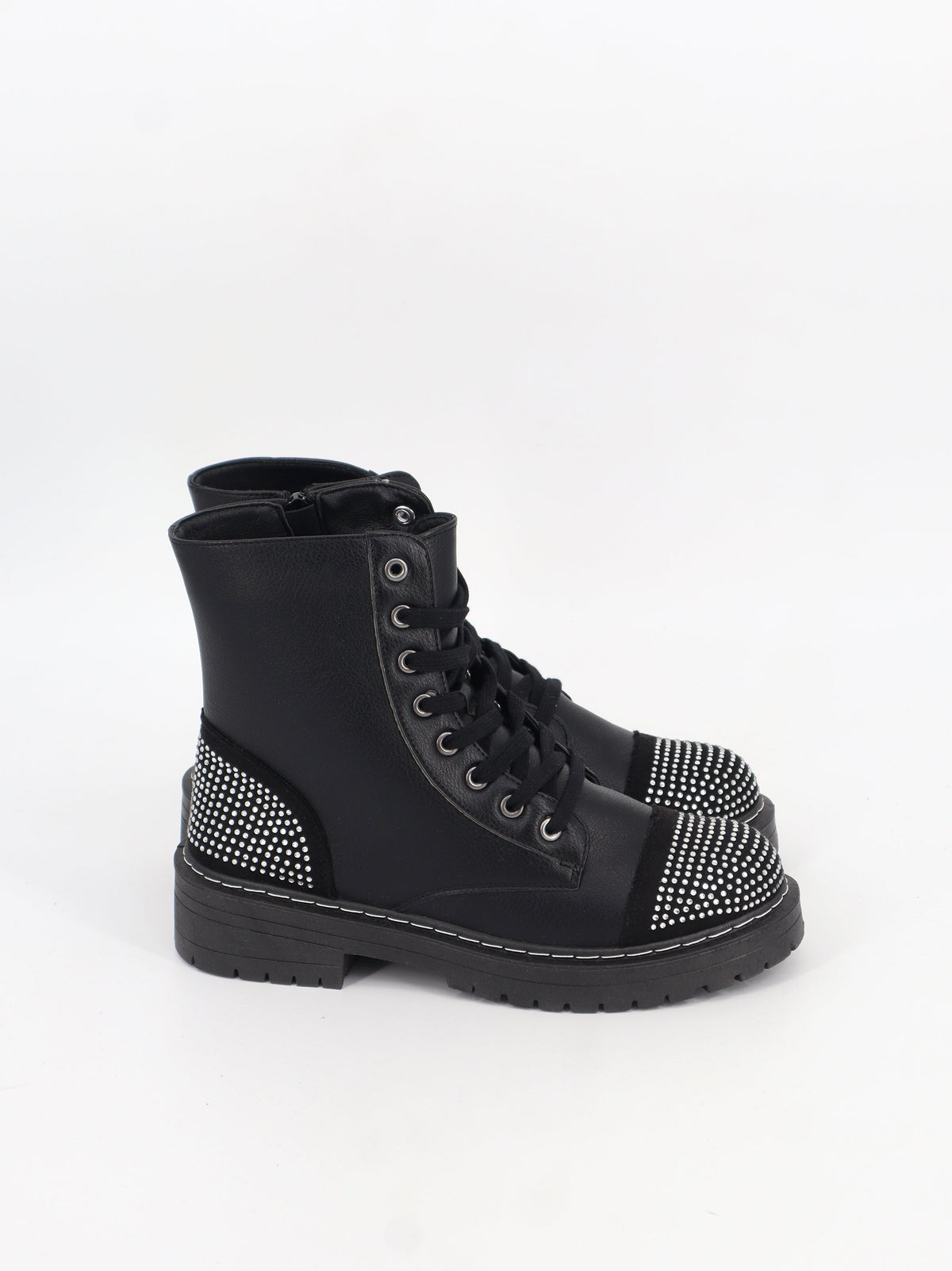Image for Women's Embellished Leather Ankle Boots,Black