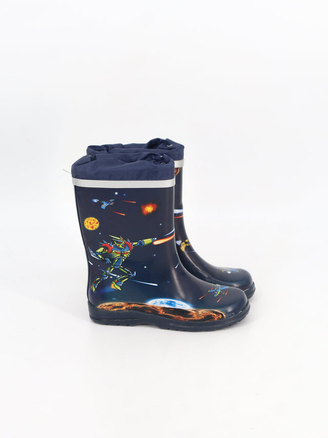 Image for Kids Boy's Graphic Printed Rain Ankle Boots,Navy