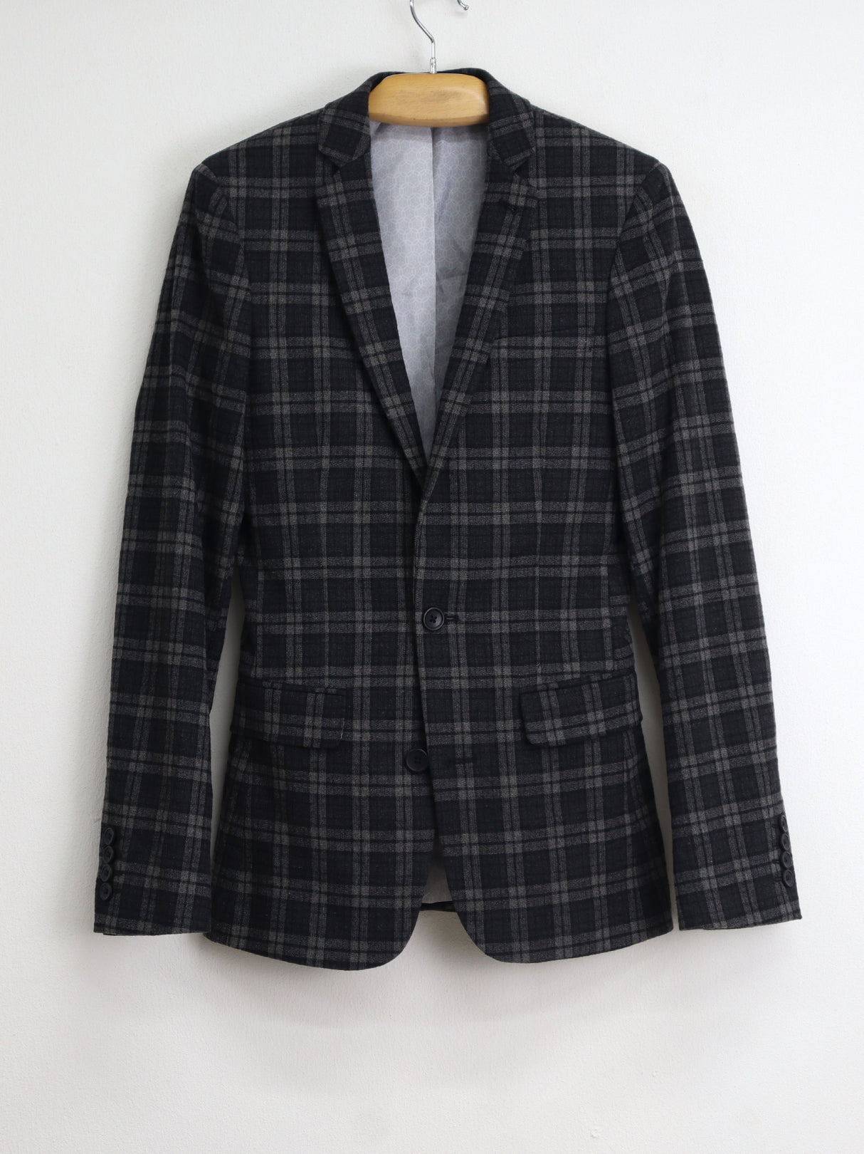 Image for Men's Plaid Blazer,Dark Grey