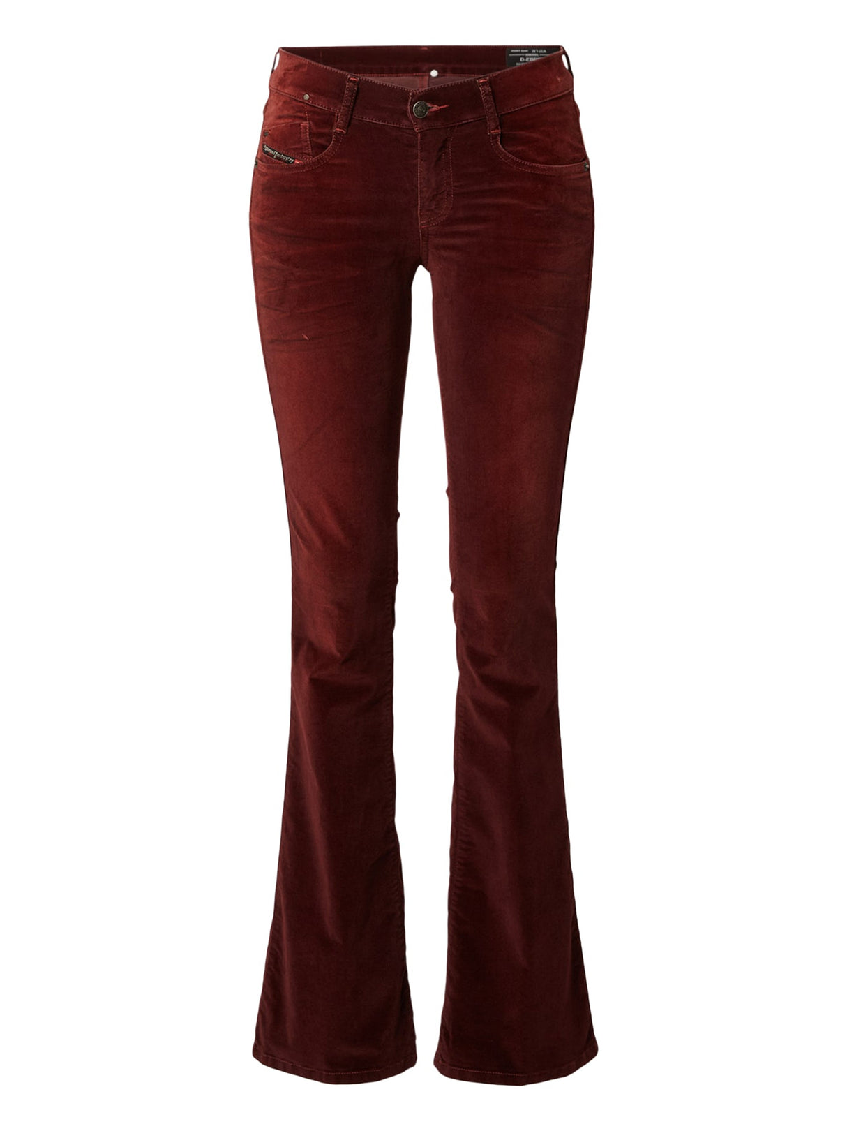 Image for Women's Plain Velvet Flare Jeans,Burgundy