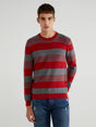 Image for Men's Striped Sweater,Red/Grey