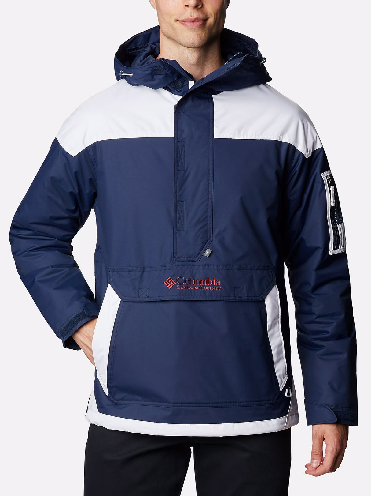 Image for Men's Colorblocked Pullover Jacket,Navy/White
