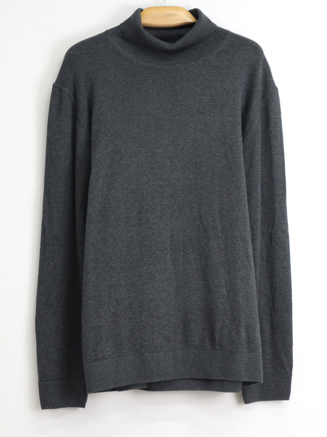 Image for Men's Plain Turtle Neck Sweater,Dark Grey