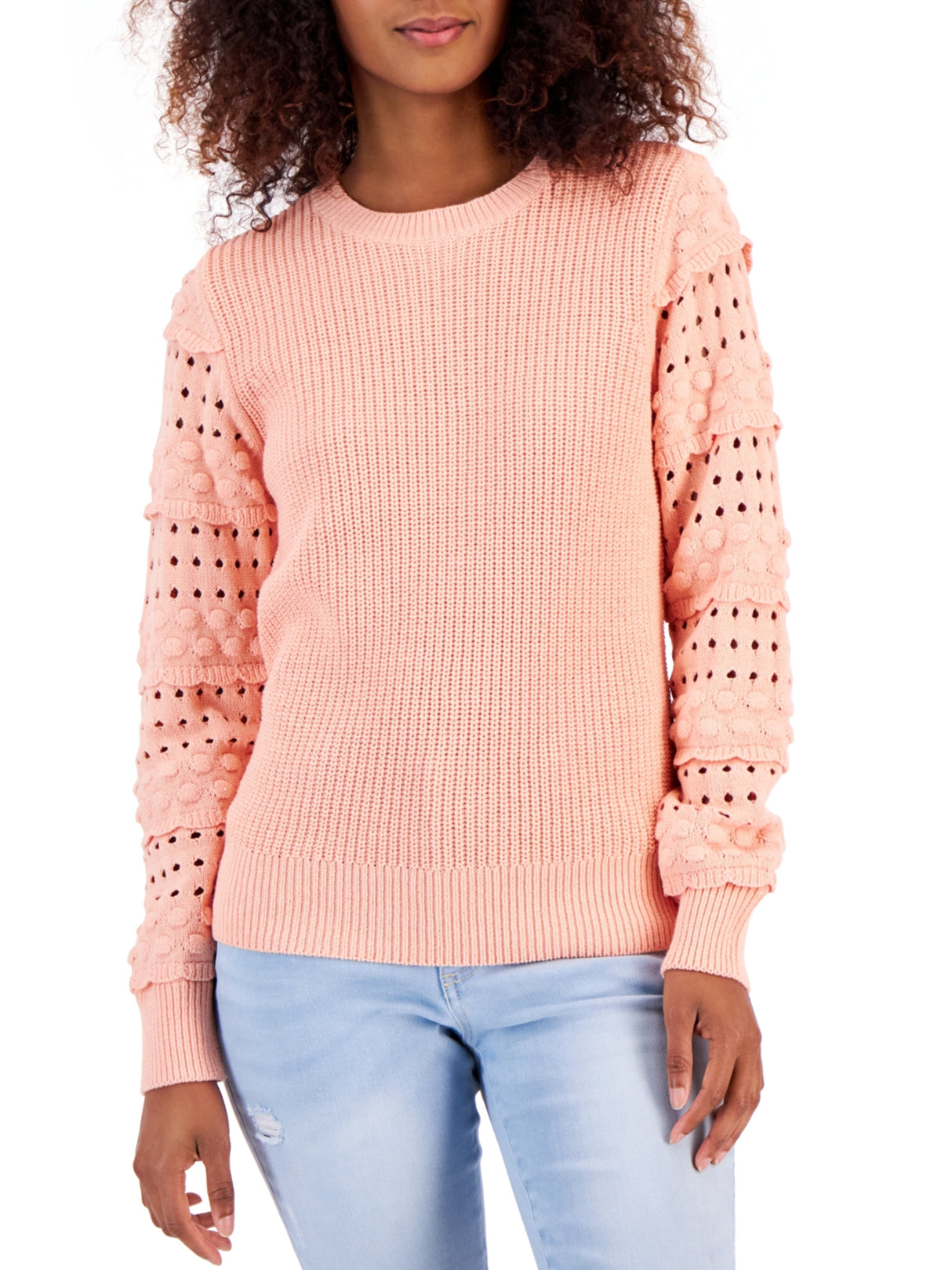 Image for Women's Textured Knit Sweater,Peach