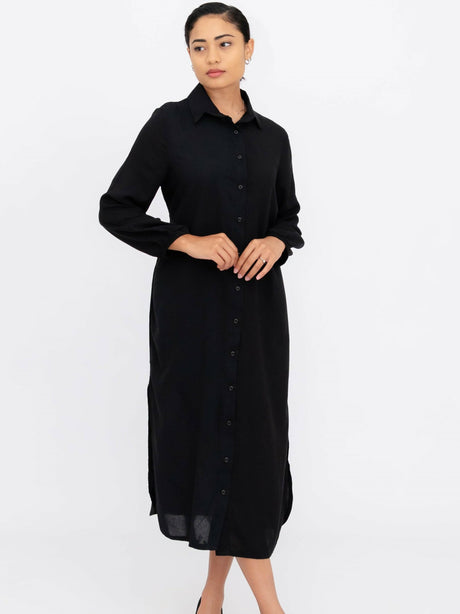 Image for Women's Belted Shirt Dress,Black