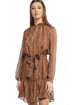 Women's Printed Dress,Brown