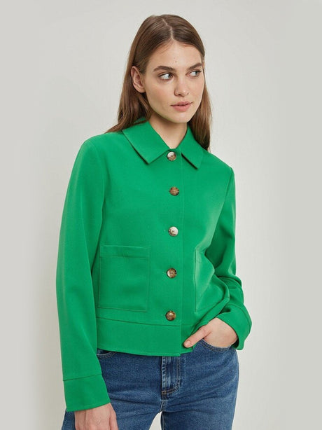 Image for Women's Plain Buttons Up Classic Top,Green