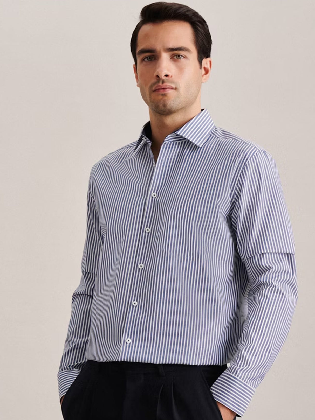 Image for Men's Striped Dress Shirt,Grey