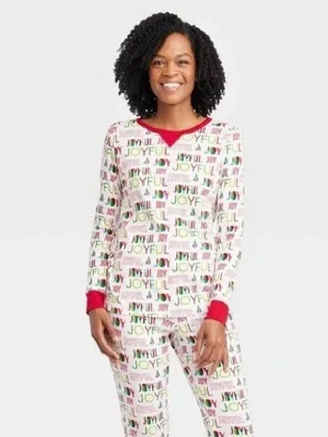 Image for Women's Printed Christmas Sleepwear Top,White