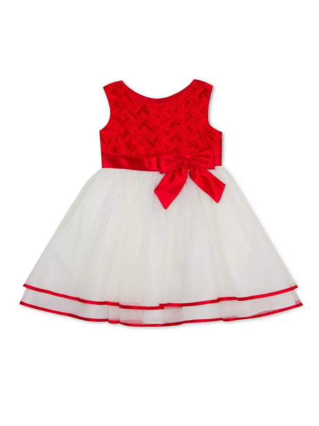 Image for Kids Girl's Textured Dress,Red/White