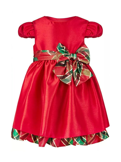 Image for Kids Girl's Metallic Plaid Dress,Red