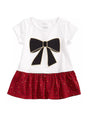 Image for Kids Girl's Graphic Embroidered Peplum Top,White/Red