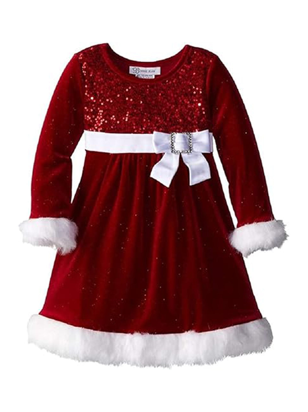 Image for Kids Girl's Sequined Santa Dress,Red