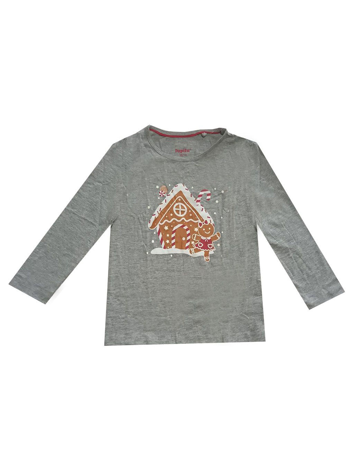 Image for Kids Girl's Graphic Printed Christmas Top,Grey