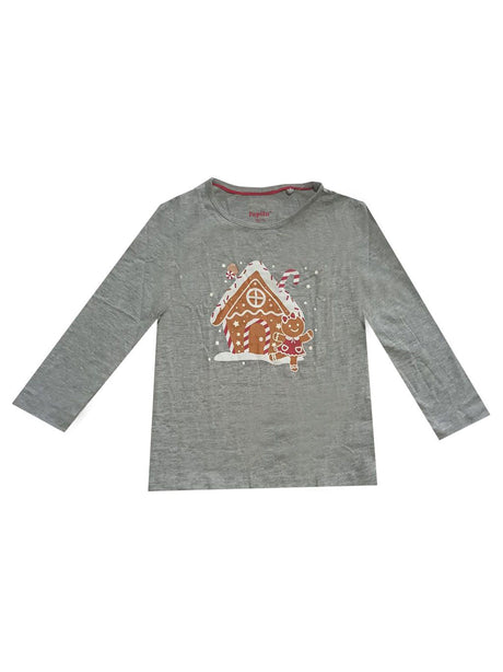 Image for Kids Girl's Graphic Printed Christmas Top,Grey