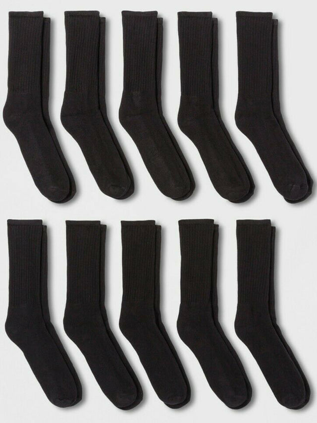 Image for Men's 10 Pairs Plain Long Socks,Black