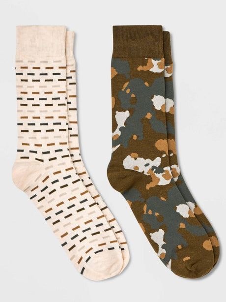 Image for Men's 2 Pairs Printed Socks,Multi