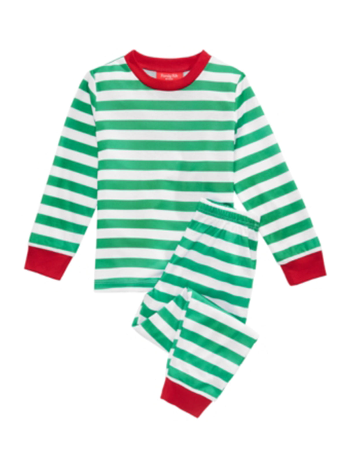 Image for Kids Girl's 2 Pcs Top & Bottom Striped Sleepwear Set,Green/White