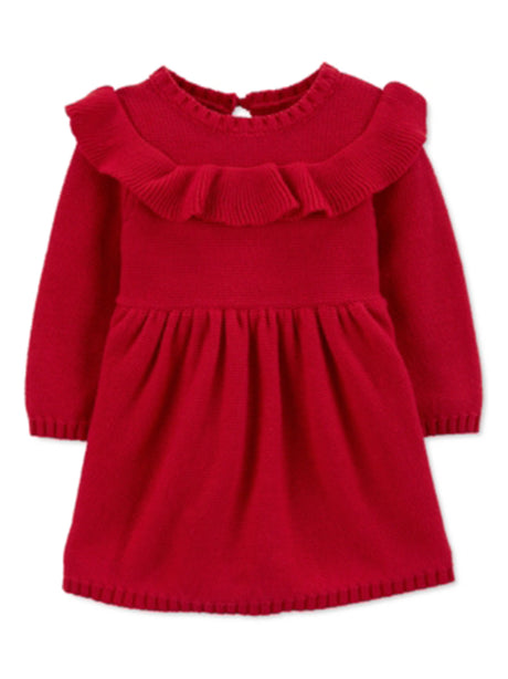 Image for Kids Girl's Plain Ruffled Dress,Red