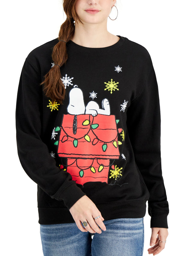 Image for Women's Graphic Printed Christmas Sweatshirt,Black