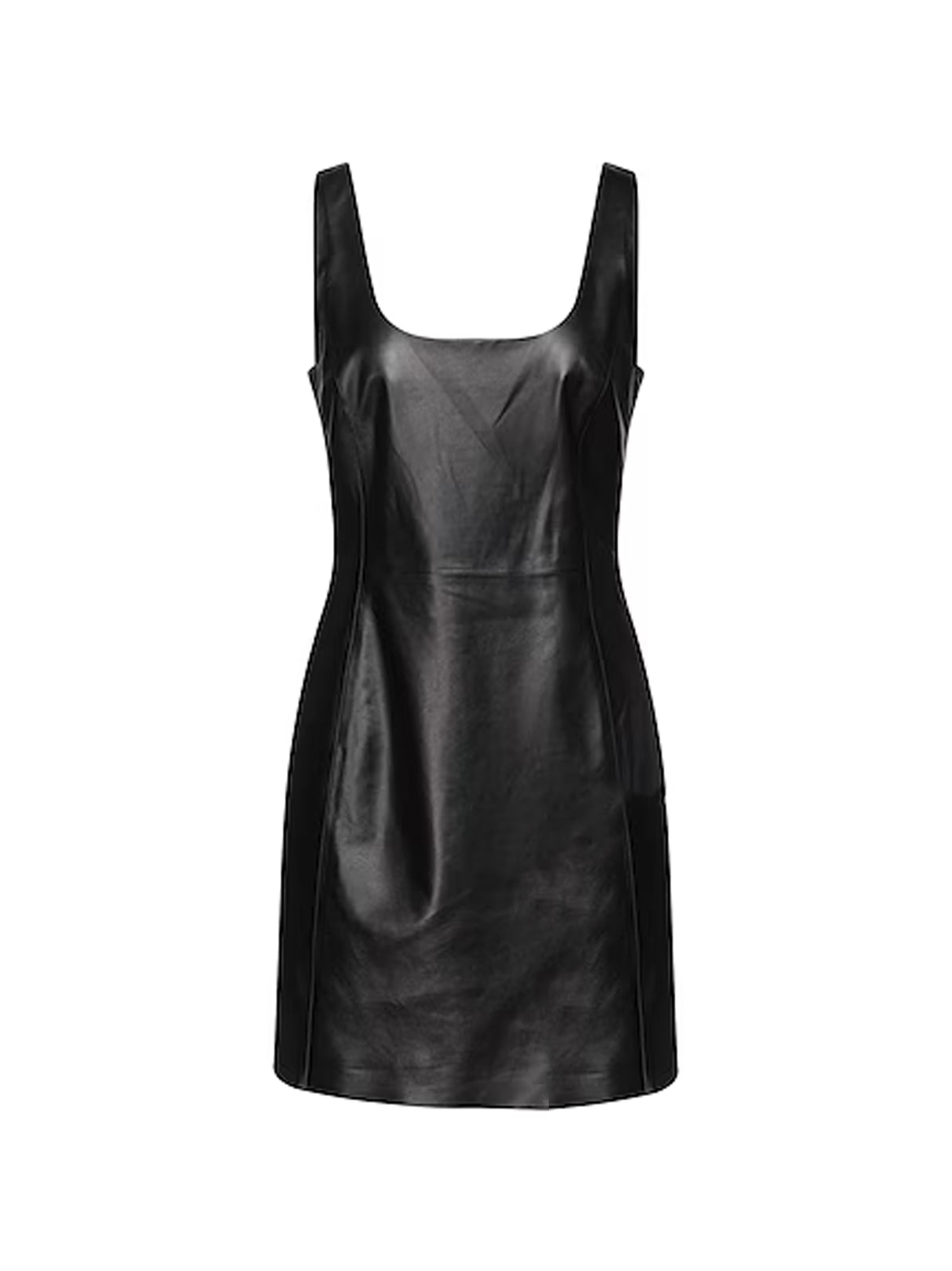 Women's Plain Leathed Dress,Black