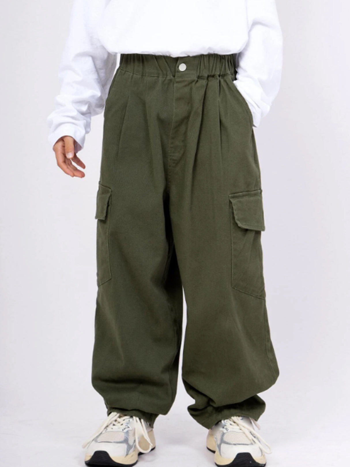 Women's Plain Cargo Pants,Dark Olive