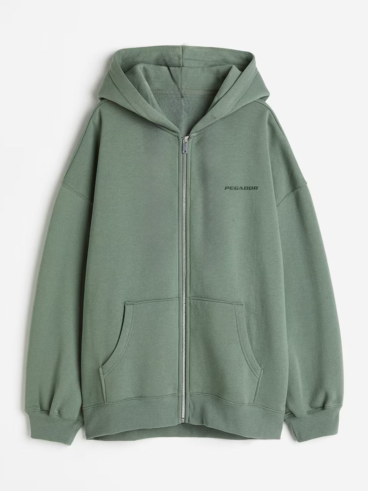 Men's Brand Logo Printed Zipped Up Hoodie,Green
