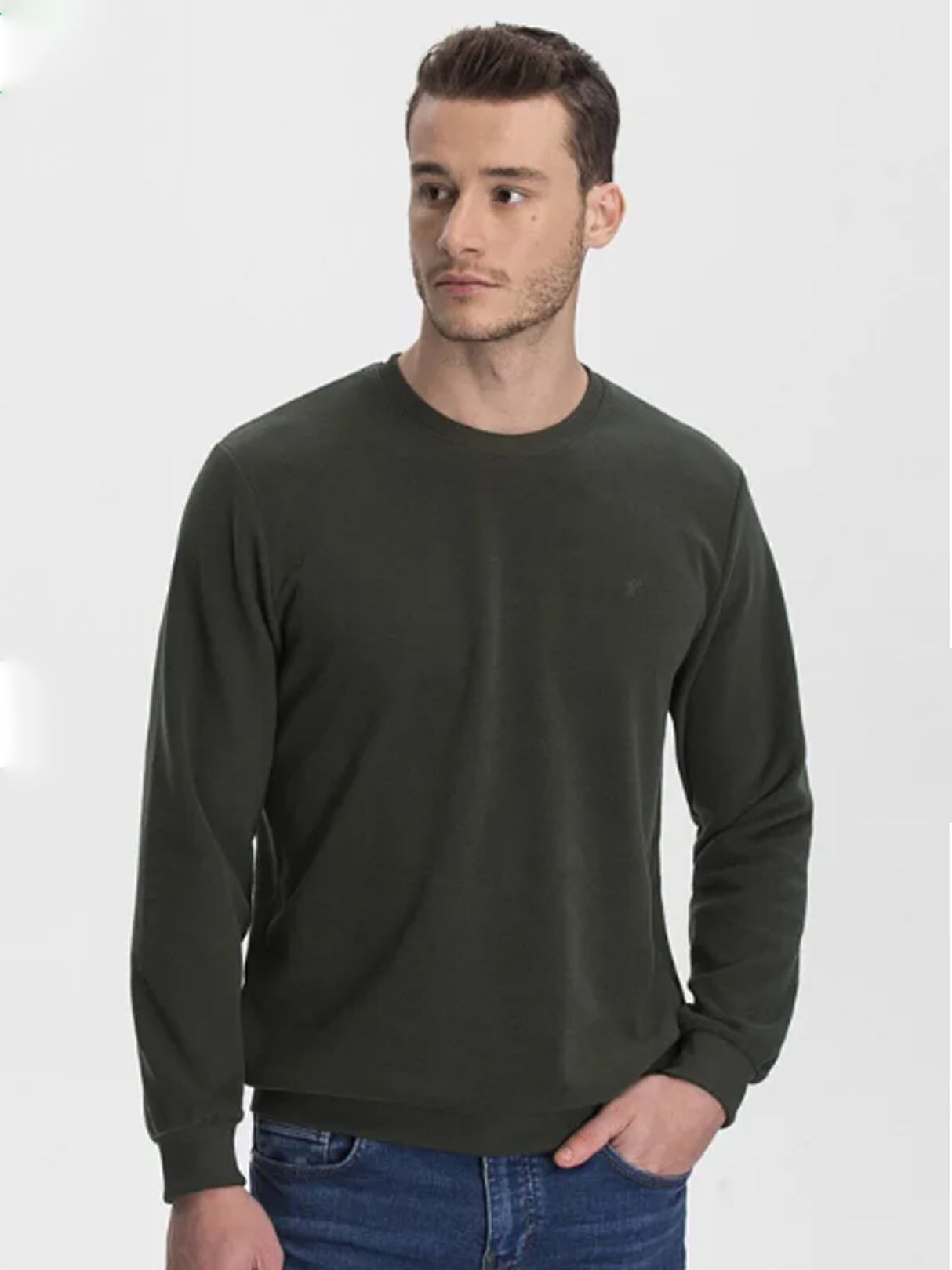 Men's Brand Logo Embroidered Sweater,Olive