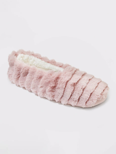 Image for Women's Ribbed Faux Fur Slippers,Light Pink