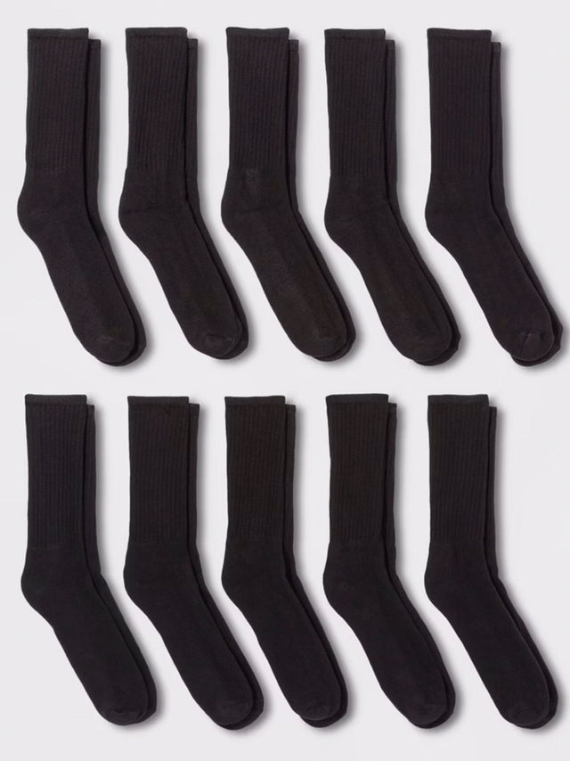 Image for Men's 10 Pairs Plain Long Socks,Black