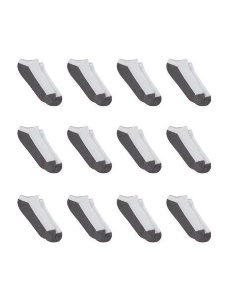 Image for Men's 12 Pairs Colorlocked Socks,White/Grey