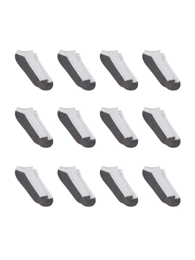 Image for Men's 12 Pairs Colorlocked Socks,White/Grey