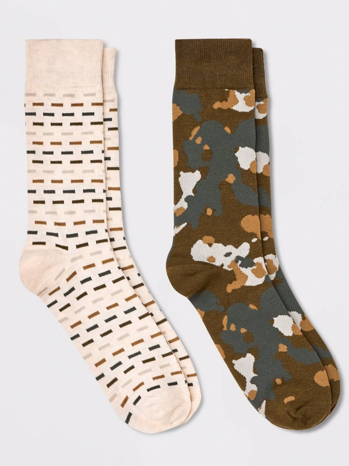 Image for Men's 2 Pairs Printed Socks,Olive/Cream