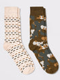 Image for Men's 2 Pairs Printed Socks,Olive/Cream