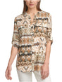 Image for Women's Printed Buttons Up Shirt,Multi