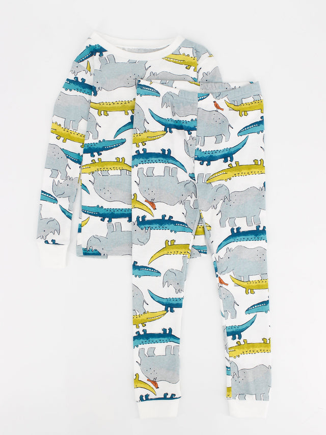 Image for Kids Boy's 2 Pcs Graphic Printed Top & Bottom Sleepwear Set,White